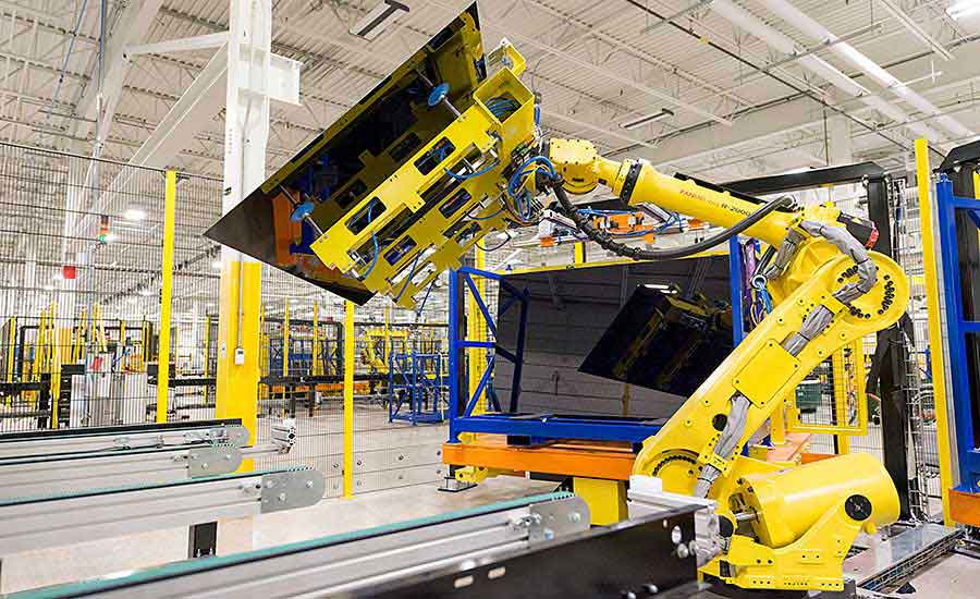 First Solar’s assembly plant in Perrysburg, OH, is highly automated. Photo courtesy First Solar Inc.
